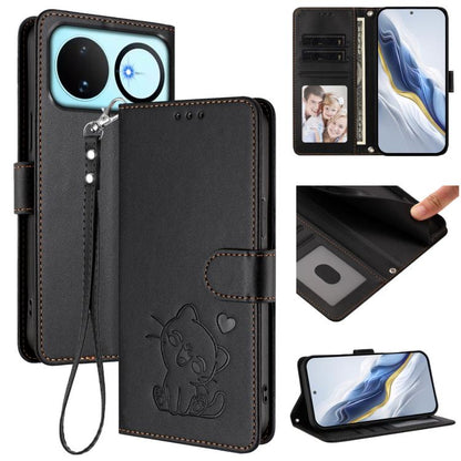 Embossed Heart Cat Leather Phone Case with Hand Strap, For Huawei nova 15 / nova 16z, For Huawei nova 16, For Huawei Pura 90 Pro Max 5G, For Huawei Pura 90 Pro 5G, For Huawei Mate 70 Air 5G, For Huawei Pura 80 Ultra 5G                                  ...
