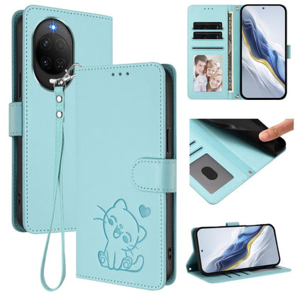 Embossed Heart Cat Leather Phone Case with Hand Strap, For Huawei nova 15 / nova 16z, For Huawei nova 16, For Huawei Pura 90 Pro Max 5G, For Huawei Pura 90 Pro 5G, For Huawei Mate 70 Air 5G, For Huawei Pura 80 Ultra 5G                                  ...