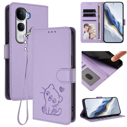 Embossed Heart Cat Leather Phone Case with Hand Strap, For vivo Y400 Pro 5G, For vivo X200 FE / vivo S30 Pro mini, For vivo S30, For vivo X200s, For vivo iQOO Z10 / Y300 Pro+ / T4, For vivo iQOO Z10x / Y29 4G / T4x / Y300t, For vivo V50 / vivo V50e    ...