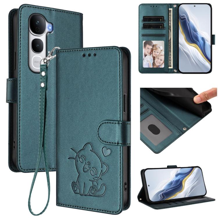 Embossed Heart Cat Leather Phone Case with Hand Strap, For vivo Y400 Pro 5G, For vivo X200 FE / vivo S30 Pro mini, For vivo S30, For vivo X200s, For vivo iQOO Z10 / Y300 Pro+ / T4, For vivo iQOO Z10x / Y29 4G / T4x / Y300t, For vivo V50 / vivo V50e    ...