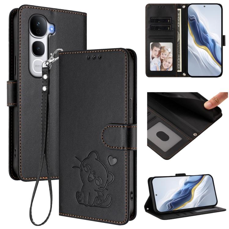 Embossed Heart Cat Leather Phone Case with Hand Strap, For vivo Y400 Pro 5G, For vivo X200 FE / vivo S30 Pro mini, For vivo S30, For vivo X200s, For vivo iQOO Z10 / Y300 Pro+ / T4, For vivo iQOO Z10x / Y29 4G / T4x / Y300t, For vivo V50 / vivo V50e    ...