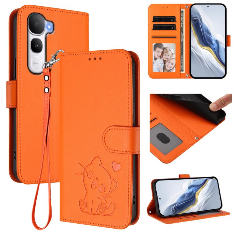 Embossed Heart Cat Leather Phone Case with Hand Strap, For vivo X300 FE 5G / S50 Pro mini 5G, For vivo X300s, For vivo Y21 5G 2026 / vivo Y05 4G, For vivo V70 FE 5G, For vivo X300 Ultra, For vivo V60 Lite 5G Global, For vivo Y400 5G                    ...