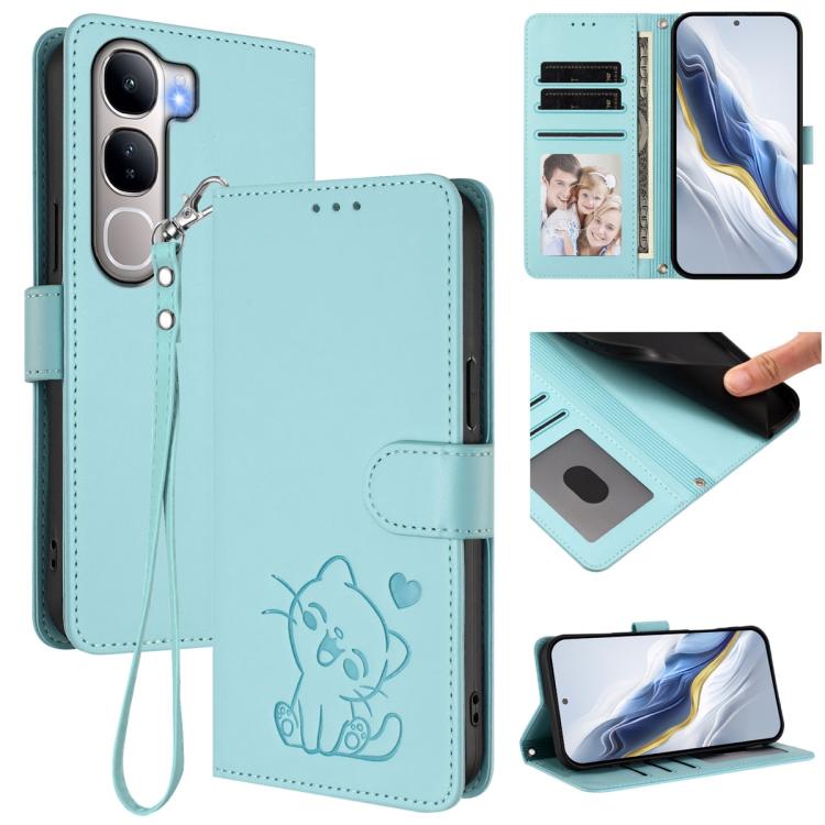 Embossed Heart Cat Leather Phone Case with Hand Strap, For vivo Y29s 5G / vivo Y04 4G Global, For vivo Y19s / vivo Y29 5G, For vivo S20, For vivo S20 Pro, For vivo Y300 / V40 Lite 4G / 5G IDN, For vivo X200, For vivo X200 Pro mini, For vivo X200 Pro   ...
