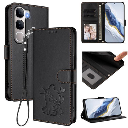 Embossed Heart Cat Leather Phone Case with Hand Strap, For vivo Y29s 5G / vivo Y04 4G Global, For vivo Y19s / vivo Y29 5G, For vivo S20, For vivo S20 Pro, For vivo Y300 / V40 Lite 4G / 5G IDN, For vivo X200, For vivo X200 Pro mini, For vivo X200 Pro   ...
