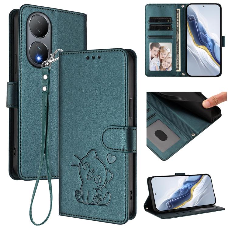 Embossed Heart Cat Leather Phone Case with Hand Strap, For vivo Y35+ / Y35m+ / Y27 4G 2023, For vivo Y02 / Y02A / Y02t / Y11 2023, For vivo Y78 / Y78+ / V29 Lite, For vivo Y100 5G / vivo Y100A Global, For vivo S16 / S16 Pro / V27 / V27 Pro             ...