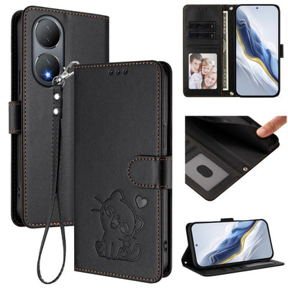 Embossed Heart Cat Leather Phone Case with Hand Strap, For vivo Y35+ / Y35m+ / Y27 4G 2023, For vivo Y02 / Y02A / Y02t / Y11 2023, For vivo Y78 / Y78+ / V29 Lite, For vivo Y100 5G / vivo Y100A Global, For vivo S16 / S16 Pro / V27 / V27 Pro             ...