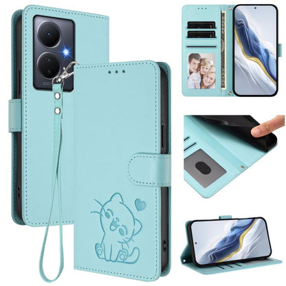 Embossed Heart Cat Leather Phone Case with Hand Strap, For vivo Y35+ / Y35m+ / Y27 4G 2023, For vivo Y02 / Y02A / Y02t / Y11 2023, For vivo Y78 / Y78+ / V29 Lite, For vivo Y100 5G / vivo Y100A Global, For vivo S16 / S16 Pro / V27 / V27 Pro             ...