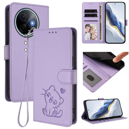 Embossed Heart Cat Leather Phone Case with Hand Strap, For vivo Y400 Pro 5G, For vivo X200 FE / vivo S30 Pro mini, For vivo S30, For vivo X200s, For vivo iQOO Z10 / Y300 Pro+ / T4, For vivo iQOO Z10x / Y29 4G / T4x / Y300t, For vivo V50 / vivo V50e    ...