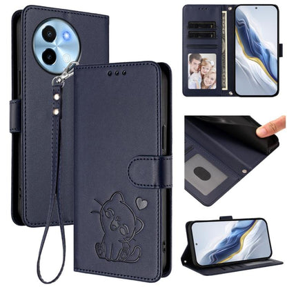 Embossed Heart Cat Leather Phone Case with Hand Strap, For vivo Y38 / vivo T3x Global, For vivo iQOO Z9x, For vivo iQOO Z9 / iQOO Z9 Turbo, For vivo S18 / S18 Pro / V30 / V30 Pro, For vivo V29e / V30 Lite 5G / Y200 5G Global, For vivo X100             ...