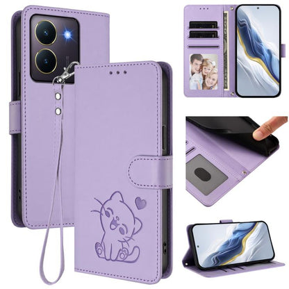 Embossed Heart Cat Leather Phone Case with Hand Strap, For vivo Y38 / vivo T3x Global, For vivo iQOO Z9x, For vivo iQOO Z9 / iQOO Z9 Turbo, For vivo S18 / S18 Pro / V30 / V30 Pro, For vivo V29e / V30 Lite 5G / Y200 5G Global, For vivo X100             ...