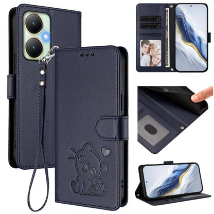 Embossed Heart Cat Leather Phone Case with Hand Strap, For vivo Y35+ / Y35m+ / Y27 4G 2023, For vivo Y02 / Y02A / Y02t / Y11 2023, For vivo Y78 / Y78+ / V29 Lite, For vivo Y100 5G / vivo Y100A Global, For vivo S16 / S16 Pro / V27 / V27 Pro             ...