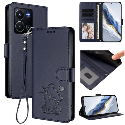 Embossed Heart Cat Leather Phone Case with Hand Strap, For vivo Y35+ / Y35m+ / Y27 4G 2023, For vivo Y02 / Y02A / Y02t / Y11 2023, For vivo Y78 / Y78+ / V29 Lite, For vivo Y100 5G / vivo Y100A Global, For vivo S16 / S16 Pro / V27 / V27 Pro             ...