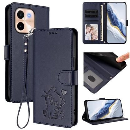 Embossed Heart Cat Leather Phone Case with Hand Strap, For vivo iQOO Z9s / vivo V40e, For vivo S19 Pro / V40 / V40 Pro / T3 Ultra, For vivo iQOO Z9 Lite / Y18 / Y28s / Y37m 5G, For vivo iQOO Z9s Pro / vivo T3 Pro 5G, For vivo V40 Lite 5G / vivo V30e   ...