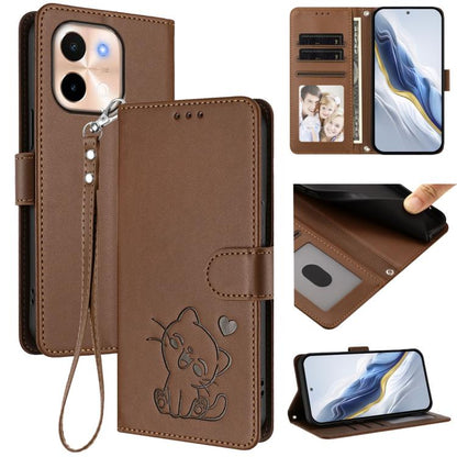 Embossed Heart Cat Leather Phone Case with Hand Strap, For vivo iQOO Z9s / vivo V40e, For vivo S19 Pro / V40 / V40 Pro / T3 Ultra, For vivo iQOO Z9 Lite / Y18 / Y28s / Y37m 5G, For vivo iQOO Z9s Pro / vivo T3 Pro 5G, For vivo V40 Lite 5G / vivo V30e   ...