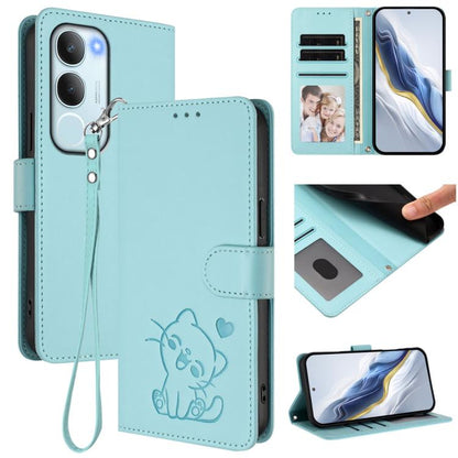 Embossed Heart Cat Leather Phone Case with Hand Strap, For vivo Y29s 5G / vivo Y04 4G Global, For vivo Y19s / vivo Y29 5G, For vivo S20, For vivo S20 Pro, For vivo Y300 / V40 Lite 4G / 5G IDN, For vivo X200, For vivo X200 Pro mini, For vivo X200 Pro   ...