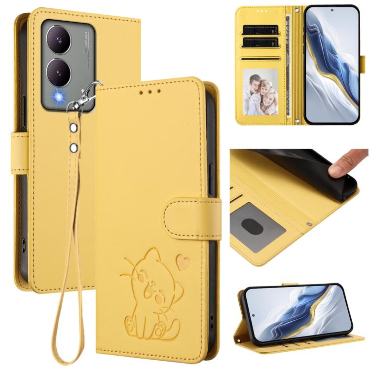 Embossed Heart Cat Leather Phone Case with Hand Strap, For vivo Y38 / vivo T3x Global, For vivo iQOO Z9x, For vivo iQOO Z9 / iQOO Z9 Turbo, For vivo S18 / S18 Pro / V30 / V30 Pro, For vivo V29e / V30 Lite 5G / Y200 5G Global, For vivo X100             ...