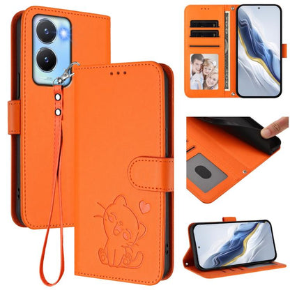 Embossed Heart Cat Leather Phone Case with Hand Strap, For vivo Y35+ / Y35m+ / Y27 4G 2023, For vivo Y02 / Y02A / Y02t / Y11 2023, For vivo Y78 / Y78+ / V29 Lite, For vivo Y100 5G / vivo Y100A Global, For vivo S16 / S16 Pro / V27 / V27 Pro             ...