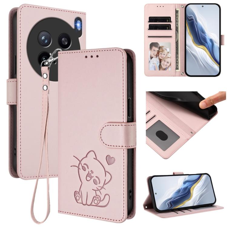 Embossed Heart Cat Leather Phone Case with Hand Strap, For vivo Y400 Pro 5G, For vivo X200 FE / vivo S30 Pro mini, For vivo S30, For vivo X200s, For vivo iQOO Z10 / Y300 Pro+ / T4, For vivo iQOO Z10x / Y29 4G / T4x / Y300t, For vivo V50 / vivo V50e    ...