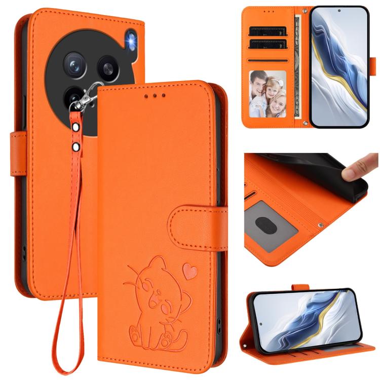 Embossed Heart Cat Leather Phone Case with Hand Strap, For vivo Y400 Pro 5G, For vivo X200 FE / vivo S30 Pro mini, For vivo S30, For vivo X200s, For vivo iQOO Z10 / Y300 Pro+ / T4, For vivo iQOO Z10x / Y29 4G / T4x / Y300t, For vivo V50 / vivo V50e    ...