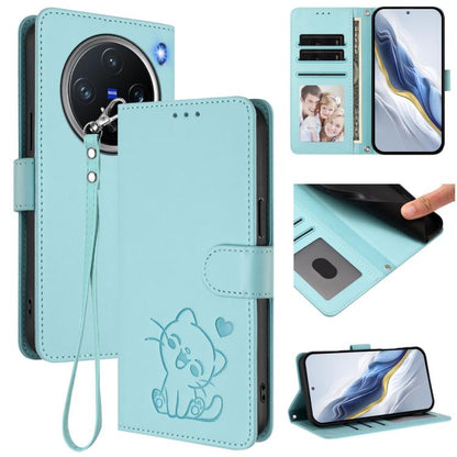 Embossed Heart Cat Leather Phone Case with Hand Strap, For vivo Y29s 5G / vivo Y04 4G Global, For vivo Y19s / vivo Y29 5G, For vivo S20, For vivo S20 Pro, For vivo Y300 / V40 Lite 4G / 5G IDN, For vivo X200, For vivo X200 Pro mini, For vivo X200 Pro   ...