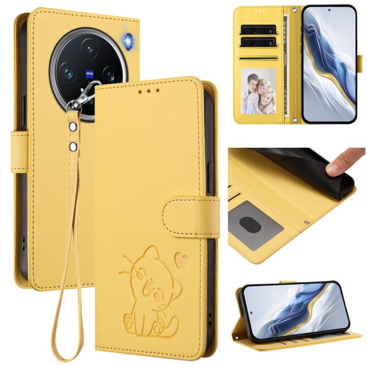 Embossed Heart Cat Leather Phone Case with Hand Strap, For vivo Y29s 5G / vivo Y04 4G Global, For vivo Y19s / vivo Y29 5G, For vivo S20, For vivo S20 Pro, For vivo Y300 / V40 Lite 4G / 5G IDN, For vivo X200, For vivo X200 Pro mini, For vivo X200 Pro   ...