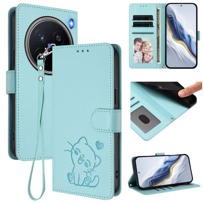 Embossed Heart Cat Leather Phone Case with Hand Strap, For vivo Y29s 5G / vivo Y04 4G Global, For vivo Y19s / vivo Y29 5G, For vivo S20, For vivo S20 Pro, For vivo Y300 / V40 Lite 4G / 5G IDN, For vivo X200, For vivo X200 Pro mini, For vivo X200 Pro   ...