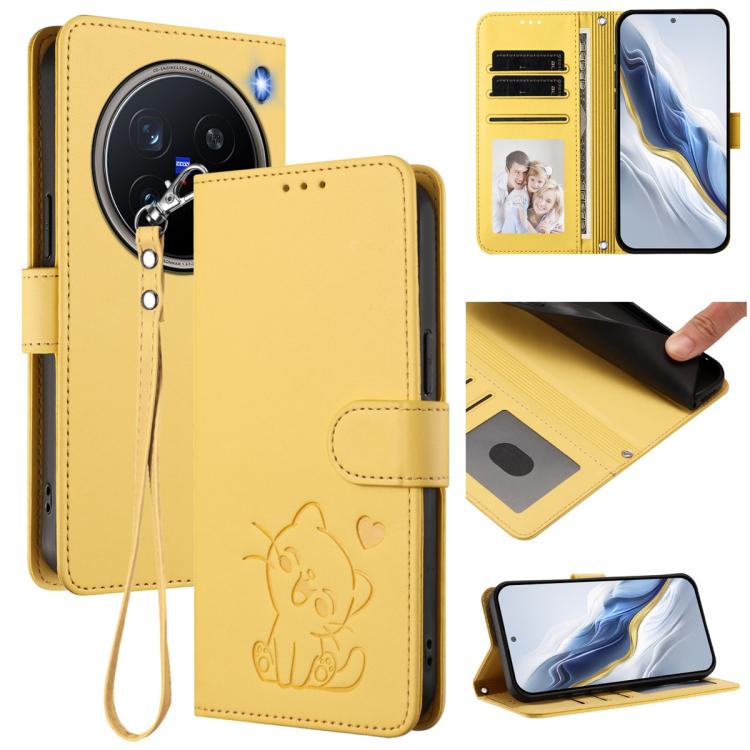 Embossed Heart Cat Leather Phone Case with Hand Strap, For vivo Y29s 5G / vivo Y04 4G Global, For vivo Y19s / vivo Y29 5G, For vivo S20, For vivo S20 Pro, For vivo Y300 / V40 Lite 4G / 5G IDN, For vivo X200, For vivo X200 Pro mini, For vivo X200 Pro   ...