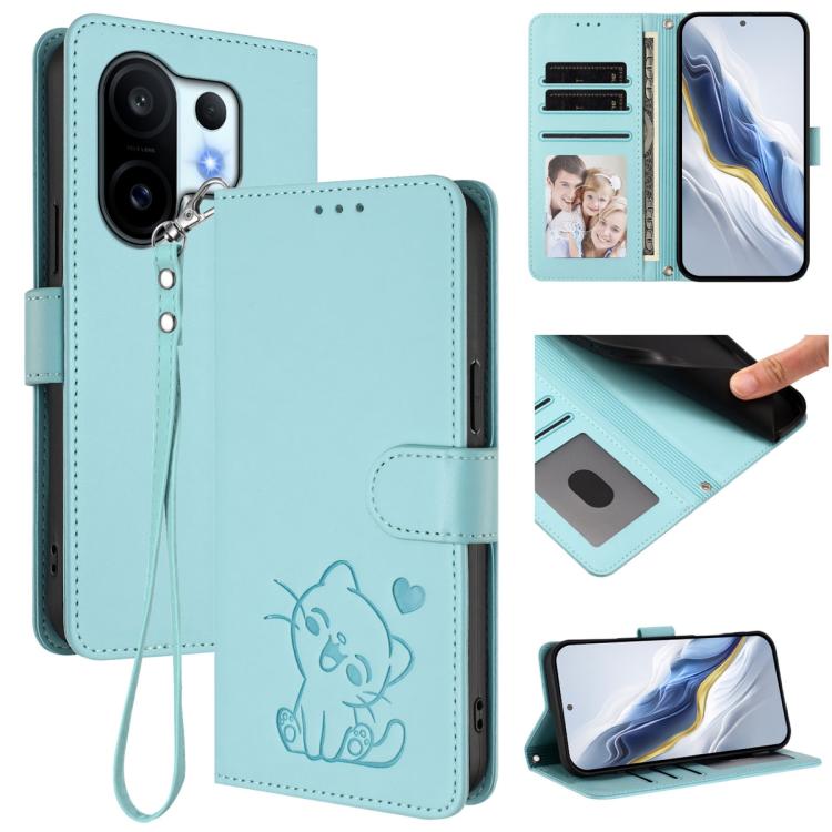 Embossed Heart Cat Leather Phone Case with Hand Strap, For vivo Y400 Pro 5G, For vivo X200 FE / vivo S30 Pro mini, For vivo S30, For vivo X200s, For vivo iQOO Z10 / Y300 Pro+ / T4, For vivo iQOO Z10x / Y29 4G / T4x / Y300t, For vivo V50 / vivo V50e    ...