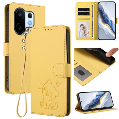 Embossed Heart Cat Leather Phone Case with Hand Strap, For vivo Y400 Pro 5G, For vivo X200 FE / vivo S30 Pro mini, For vivo S30, For vivo X200s, For vivo iQOO Z10 / Y300 Pro+ / T4, For vivo iQOO Z10x / Y29 4G / T4x / Y300t, For vivo V50 / vivo V50e    ...