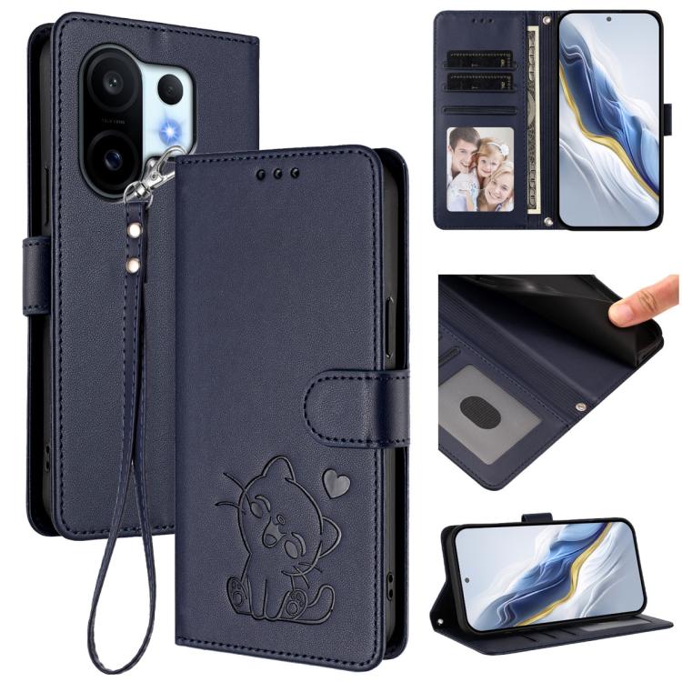 Embossed Heart Cat Leather Phone Case with Hand Strap, For vivo Y400 Pro 5G, For vivo X200 FE / vivo S30 Pro mini, For vivo S30, For vivo X200s, For vivo iQOO Z10 / Y300 Pro+ / T4, For vivo iQOO Z10x / Y29 4G / T4x / Y300t, For vivo V50 / vivo V50e    ...