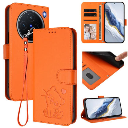 Embossed Heart Cat Leather Phone Case with Hand Strap, For vivo Y29s 5G / vivo Y04 4G Global, For vivo Y19s / vivo Y29 5G, For vivo S20, For vivo S20 Pro, For vivo Y300 / V40 Lite 4G / 5G IDN, For vivo X200, For vivo X200 Pro mini, For vivo X200 Pro   ...