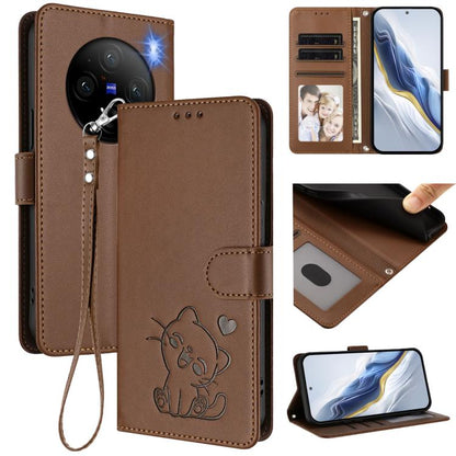 Embossed Heart Cat Leather Phone Case with Hand Strap, For vivo iQOO Z9s / vivo V40e, For vivo S19 Pro / V40 / V40 Pro / T3 Ultra, For vivo iQOO Z9 Lite / Y18 / Y28s / Y37m 5G, For vivo iQOO Z9s Pro / vivo T3 Pro 5G, For vivo V40 Lite 5G / vivo V30e   ...