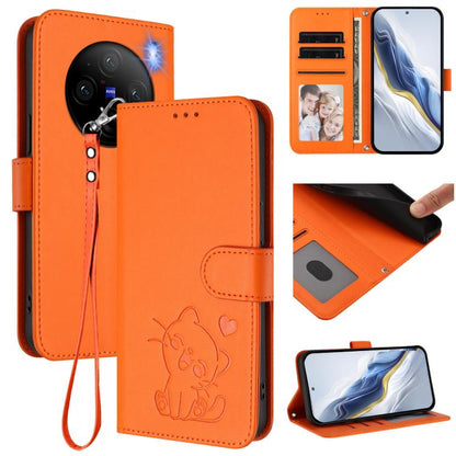 Embossed Heart Cat Leather Phone Case with Hand Strap, For vivo Y38 / vivo T3x Global, For vivo iQOO Z9x, For vivo iQOO Z9 / iQOO Z9 Turbo, For vivo S18 / S18 Pro / V30 / V30 Pro, For vivo V29e / V30 Lite 5G / Y200 5G Global, For vivo X100             ...