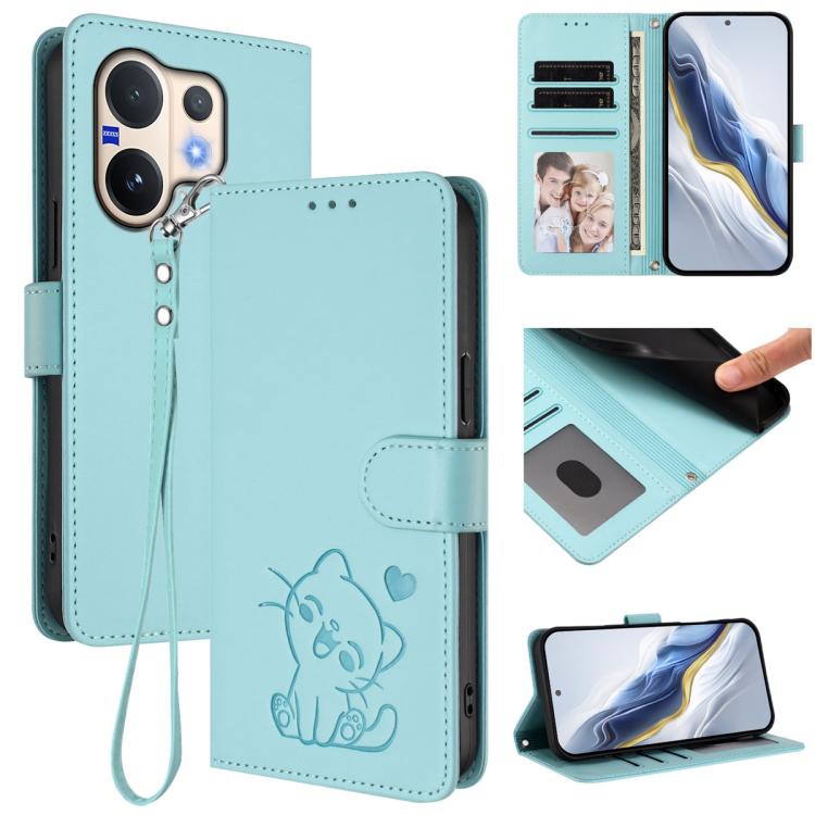 Embossed Heart Cat Leather Phone Case with Hand Strap, For vivo X300 FE 5G / S50 Pro mini 5G, For vivo X300s, For vivo Y21 5G 2026 / vivo Y05 4G, For vivo V70 FE 5G, For vivo X300 Ultra, For vivo V60 Lite 5G Global, For vivo Y400 5G                    ...