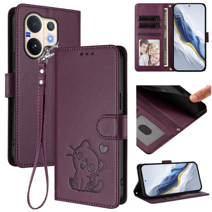 Embossed Heart Cat Leather Phone Case with Hand Strap, For vivo X300 FE 5G / S50 Pro mini 5G, For vivo X300s, For vivo Y21 5G 2026 / vivo Y05 4G, For vivo V70 FE 5G, For vivo X300 Ultra, For vivo V60 Lite 5G Global, For vivo Y400 5G                    ...