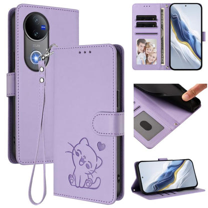 Embossed Heart Cat Leather Phone Case with Hand Strap, For vivo Y400 Pro 5G, For vivo X200 FE / vivo S30 Pro mini, For vivo S30, For vivo X200s, For vivo iQOO Z10 / Y300 Pro+ / T4, For vivo iQOO Z10x / Y29 4G / T4x / Y300t, For vivo V50 / vivo V50e    ...