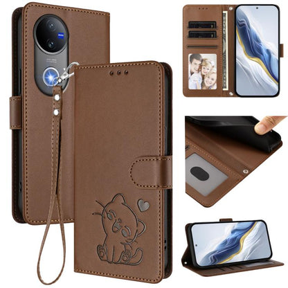 Embossed Heart Cat Leather Phone Case with Hand Strap, For vivo Y400 Pro 5G, For vivo X200 FE / vivo S30 Pro mini, For vivo S30, For vivo X200s, For vivo iQOO Z10 / Y300 Pro+ / T4, For vivo iQOO Z10x / Y29 4G / T4x / Y300t, For vivo V50 / vivo V50e    ...