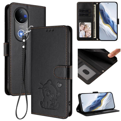 Embossed Heart Cat Leather Phone Case with Hand Strap, For vivo Y400 Pro 5G, For vivo X200 FE / vivo S30 Pro mini, For vivo S30, For vivo X200s, For vivo iQOO Z10 / Y300 Pro+ / T4, For vivo iQOO Z10x / Y29 4G / T4x / Y300t, For vivo V50 / vivo V50e    ...