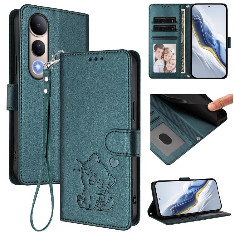 Embossed Heart Cat Leather Phone Case with Hand Strap, For vivo Y400 Pro 5G, For vivo X200 FE / vivo S30 Pro mini, For vivo S30, For vivo X200s, For vivo iQOO Z10 / Y300 Pro+ / T4, For vivo iQOO Z10x / Y29 4G / T4x / Y300t, For vivo V50 / vivo V50e    ...