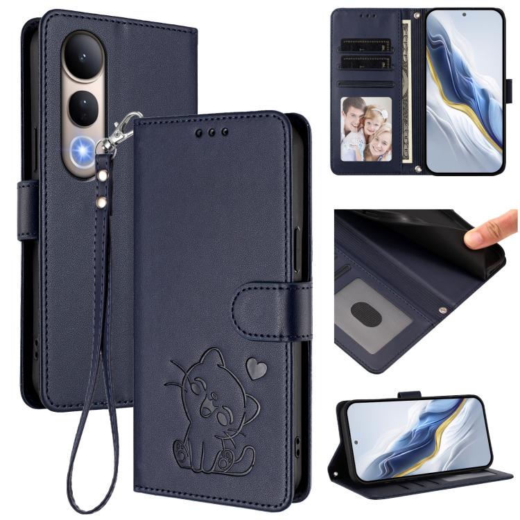 Embossed Heart Cat Leather Phone Case with Hand Strap, For vivo Y400 Pro 5G, For vivo X200 FE / vivo S30 Pro mini, For vivo S30, For vivo X200s, For vivo iQOO Z10 / Y300 Pro+ / T4, For vivo iQOO Z10x / Y29 4G / T4x / Y300t, For vivo V50 / vivo V50e    ...