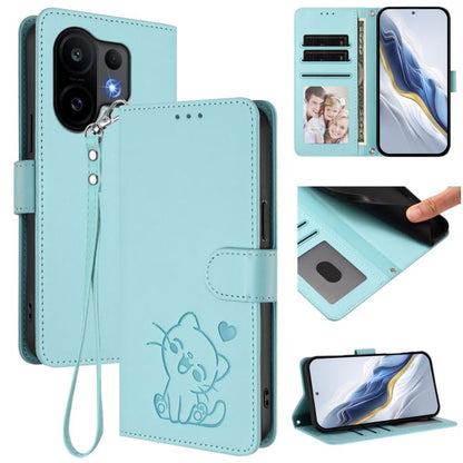 Embossed Heart Cat Leather Phone Case with Hand Strap, For vivo Y400 Pro 5G, For vivo X200 FE / vivo S30 Pro mini, For vivo S30, For vivo X200s, For vivo iQOO Z10 / Y300 Pro+ / T4, For vivo iQOO Z10x / Y29 4G / T4x / Y300t, For vivo V50 / vivo V50e    ...