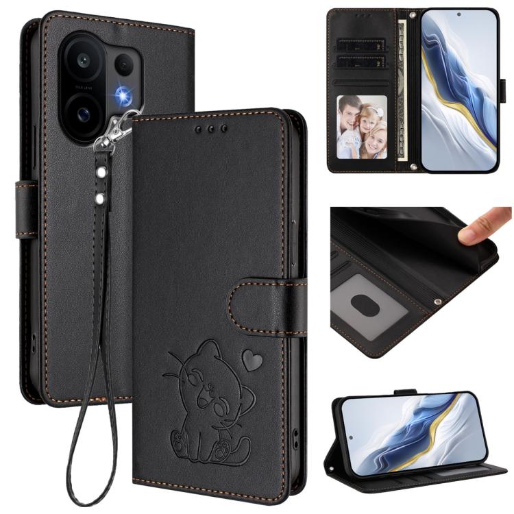 Embossed Heart Cat Leather Phone Case with Hand Strap, For vivo Y400 Pro 5G, For vivo X200 FE / vivo S30 Pro mini, For vivo S30, For vivo X200s, For vivo iQOO Z10 / Y300 Pro+ / T4, For vivo iQOO Z10x / Y29 4G / T4x / Y300t, For vivo V50 / vivo V50e    ...