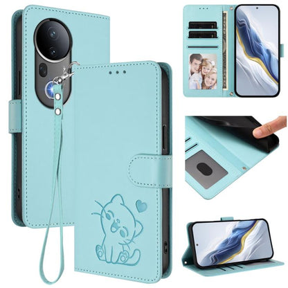 Embossed Heart Cat Leather Phone Case with Hand Strap, For vivo Y29s 5G / vivo Y04 4G Global, For vivo Y19s / vivo Y29 5G, For vivo S20, For vivo S20 Pro, For vivo Y300 / V40 Lite 4G / 5G IDN, For vivo X200, For vivo X200 Pro mini, For vivo X200 Pro   ...