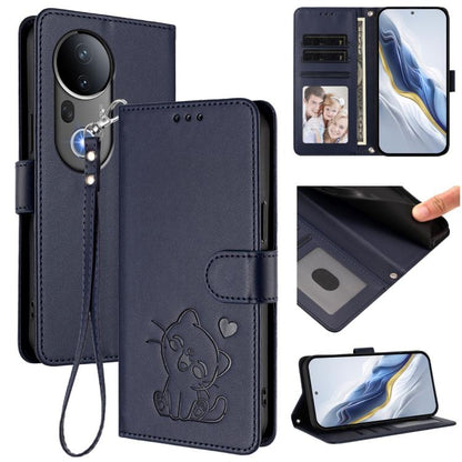 Embossed Heart Cat Leather Phone Case with Hand Strap, For vivo Y29s 5G / vivo Y04 4G Global, For vivo Y19s / vivo Y29 5G, For vivo S20, For vivo S20 Pro, For vivo Y300 / V40 Lite 4G / 5G IDN, For vivo X200, For vivo X200 Pro mini, For vivo X200 Pro   ...