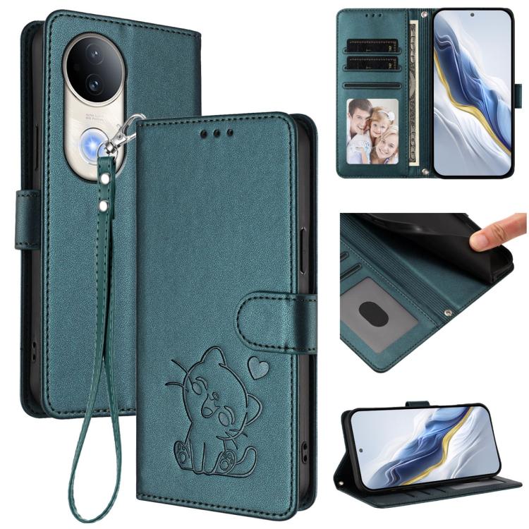 Embossed Heart Cat Leather Phone Case with Hand Strap, For vivo Y29s 5G / vivo Y04 4G Global, For vivo Y19s / vivo Y29 5G, For vivo S20, For vivo S20 Pro, For vivo Y300 / V40 Lite 4G / 5G IDN, For vivo X200, For vivo X200 Pro mini, For vivo X200 Pro   ...
