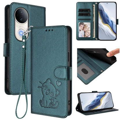 Embossed Heart Cat Leather Phone Case with Hand Strap, For vivo Y29s 5G / vivo Y04 4G Global, For vivo Y19s / vivo Y29 5G, For vivo S20, For vivo S20 Pro, For vivo Y300 / V40 Lite 4G / 5G IDN, For vivo X200, For vivo X200 Pro mini, For vivo X200 Pro   ...