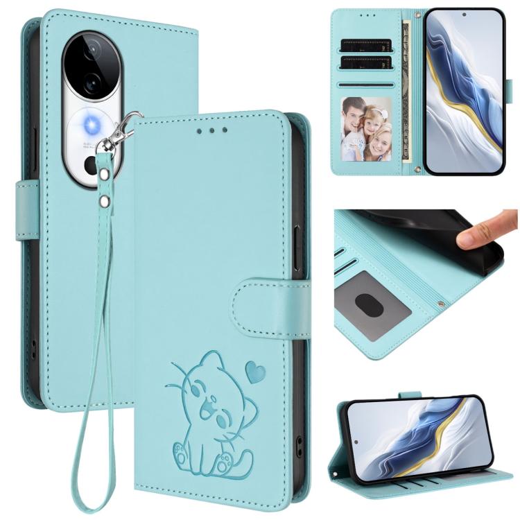 Embossed Heart Cat Leather Phone Case with Hand Strap, For vivo iQOO Z9s / vivo V40e, For vivo S19 Pro / V40 / V40 Pro / T3 Ultra, For vivo iQOO Z9 Lite / Y18 / Y28s / Y37m 5G, For vivo iQOO Z9s Pro / vivo T3 Pro 5G, For vivo V40 Lite 5G / vivo V30e   ...