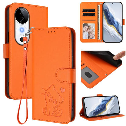 Embossed Heart Cat Leather Phone Case with Hand Strap, For vivo iQOO Z9s / vivo V40e, For vivo S19 Pro / V40 / V40 Pro / T3 Ultra, For vivo iQOO Z9 Lite / Y18 / Y28s / Y37m 5G, For vivo iQOO Z9s Pro / vivo T3 Pro 5G, For vivo V40 Lite 5G / vivo V30e   ...