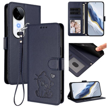 Embossed Heart Cat Leather Phone Case with Hand Strap, For vivo iQOO Z9s / vivo V40e, For vivo S19 Pro / V40 / V40 Pro / T3 Ultra, For vivo iQOO Z9 Lite / Y18 / Y28s / Y37m 5G, For vivo iQOO Z9s Pro / vivo T3 Pro 5G, For vivo V40 Lite 5G / vivo V30e   ...
