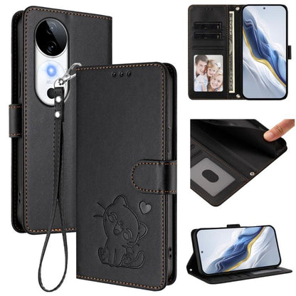 Embossed Heart Cat Leather Phone Case with Hand Strap, For vivo iQOO Z9s / vivo V40e, For vivo S19 Pro / V40 / V40 Pro / T3 Ultra, For vivo iQOO Z9 Lite / Y18 / Y28s / Y37m 5G, For vivo iQOO Z9s Pro / vivo T3 Pro 5G, For vivo V40 Lite 5G / vivo V30e   ...